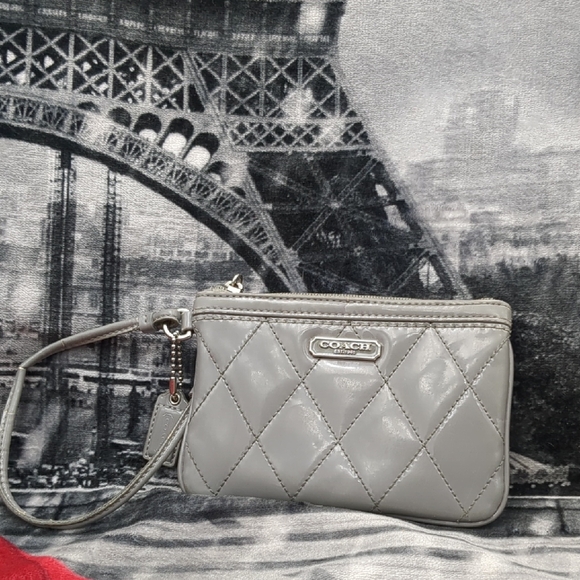 Coach Handbags - Coach Gray Quilted Wristlet
